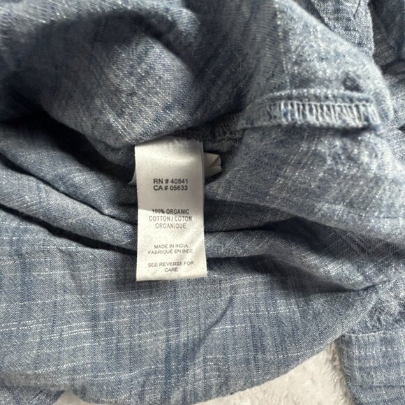 Aventura Womens Organic Cotton Long-Sleeve Button-Up Pullover Shirt Top XL Blue - Picture 4 of 9